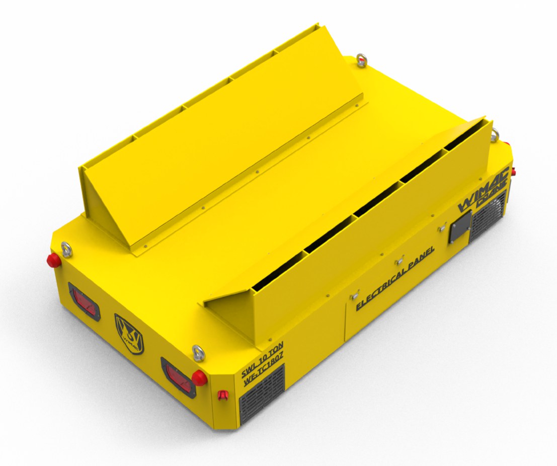 Wimac custom load handling transfer cart with V-supports